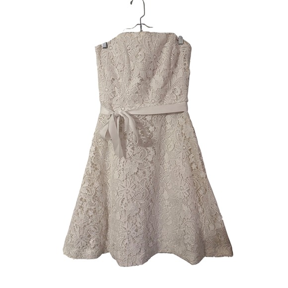 Lilly Pulitzer Dresses & Skirts - Lilly‎ Pulitzer Sienna Strapless Lace Dress  Ribbon Belt Party Wedding Size 8